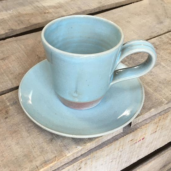 Fluted coffee cup & saucer - Wood